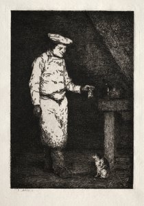 Kattens lunsj. av Auguste Theodule Ribot