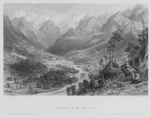 Cauterets, i Pyreneene (gravering) av Thomas (after) Allom