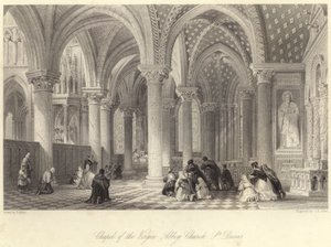 Chapel of the Virgin Abbey Church, St Denis (gravering) av Thomas (after) Allom