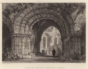 Chapter-House, Furness Abbey (gravering) av Thomas (after) Allom