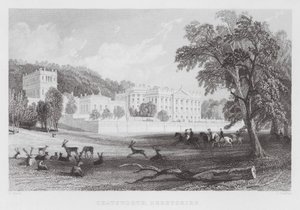 Chatsworth, Derbyshire (gravering) av Thomas (after) Allom