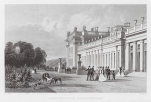 Chatsworth, Derbyshire (gravering) av Thomas (after) Allom