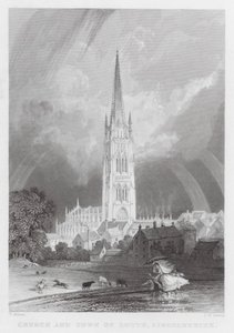Kirken og byen Louth, Lincolnshire (gravering) av Thomas (after) Allom