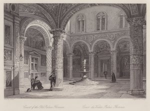 Court of the Old Palace, Firenze (gravering) av Thomas (after) Allom