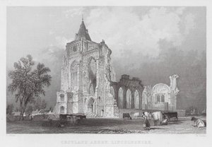Croyland Abbey, Lincolnshire (gravering) av Thomas (after) Allom