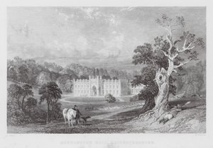 Donnington Hall, Leicestershire (gravering) av Thomas (after) Allom