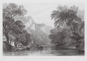 Ferge over Derwent, Matlock Bath (gravering) av Thomas (after) Allom