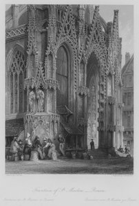Fountain of St Maclou, Rouen (gravering) av Thomas (after) Allom