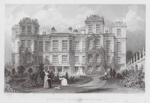 Hardwick Hall, Derbyshire (gravering) av Thomas (after) Allom