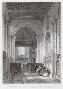 Interiør i Stow Church, Lincolnshire (gravering) av Thomas (after) Allom