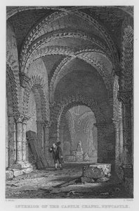 Interiør av Castle Chapel, Newcastle (gravering) av Thomas (after) Allom