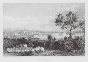 Leicester (gravering) av Thomas (after) Allom