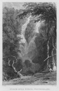 Stock-Gill Force, Westmorland (gravering) av Thomas (after) Allom