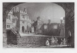 The Court of Haddon Hall (gravering) av Thomas (after) Allom