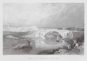 The New Bridge, Chester (gravering) av Thomas (after) Allom
