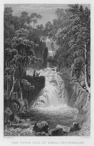 The Upper Fall at Rydal, Westmorland (gravering) av Thomas (after) Allom