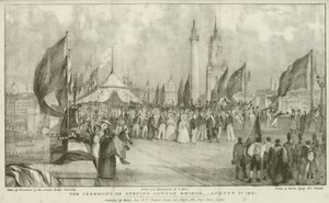 Seremonien for åpning av London Bridge av Thomas (after) Allom
