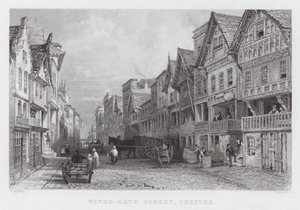 Water-Gate Street, Chester (gravering) av Thomas (after) Allom