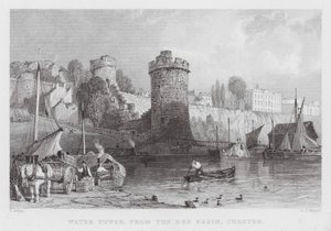 Water Tower, fra Dee Basin, Chester (gravering) av Thomas (after) Allom