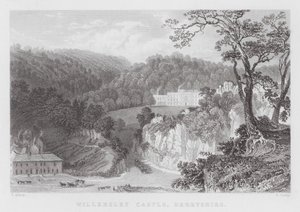 Willersley Castle, Derbyshire (gravering) av Thomas (after) Allom