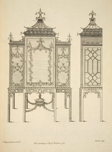 Design for en China Case, pub. 1753 (gravering) av Thomas (after) Chippendale