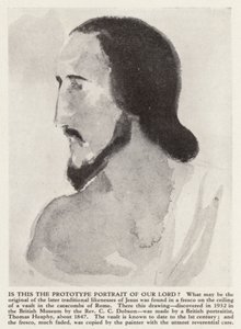 Portrett av Jesus Kristus fra katakombene i Roma (litho) av Thomas (after) Heaphy