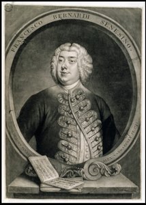 Francesco Bernardi Senesino, gravert av Alexander van Haecken (1701-58) av Thomas (after) Hudson