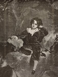 Portrett av Master Lambton som gutt, Charles William Lambton, the Red Boy, gravering fra et maleri av Thomas Lawrence fra L