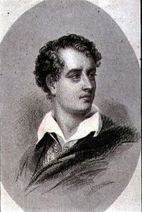 Portrett av George, Lord Byron (1788-1824) (gravering) av Thomas (after) Phillips