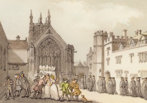 Merton College and Chapel, fra First Quadrangle (farge litho)