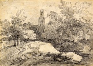 Landskap (blyant) av Thomas (attr. to) Gainsborough