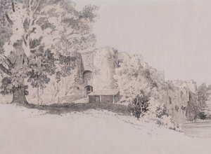 Chepstow Castle (penn, pensel og blekk på gouachegrunn) av Thomas (attr. to) Tudor