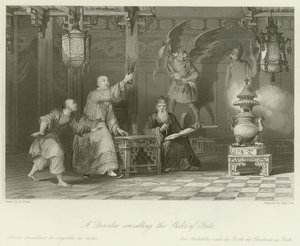 En hengiven som konsulterer Sticks of Fate av Thomas Allom