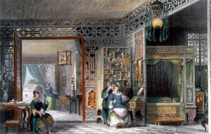 Boudoir og sengekammer til en dame av rang, Kina, 1843