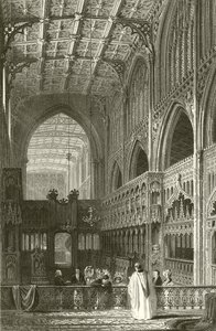 Interiør i Collegiate Church, Manchester av Thomas Allom