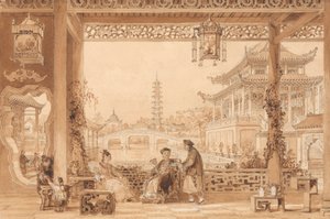 Terrassen til et mandarinhus i Peking av Thomas Allom