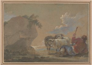 Landskap med gjeter og sau av Thomas Barker