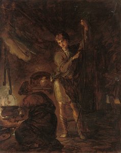 Scener fra William Cowpers "The Task", en gutt som strenger en bue, 1785