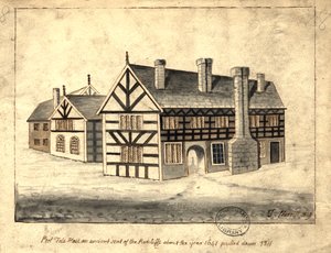 Pool Fold Hall, Manchester, 1819 (penn og blekk og vask på papir)