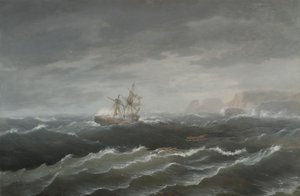 Forlis nær en steinete kyst av Thomas Birch