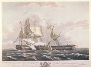 Kampen mellom USS Constitution og HMS Guerriere av Thomas Birch
