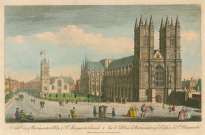 En sørlig utsikt over Westminster Abbey og St Margaret