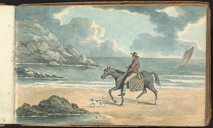 Album med landskaps- og figurstudier: Man Riding a Horse on the Beach