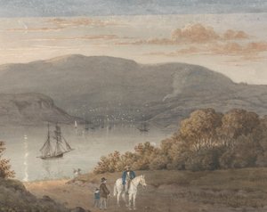 Port Louis fra La Petite Montagne (Twilight) med en rytter og figurer i forgrunnen