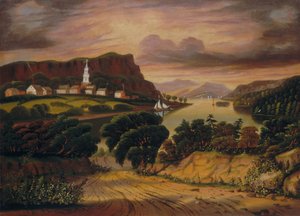 Lake George og landsbyen Caldwell, midten av 1800-tallet.