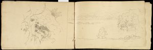 Hoosick eller Saddle Mountain and Lake nær Pittsfield, ca. 1832 (grafittblyant på off-white vevd papir) (se også 3514873) av Thomas Cole