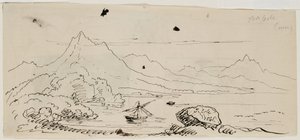 Landscape Sketch, 1841 (penn og svart blekk på kremvevet papir) av Thomas Cole