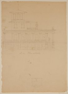 Sideforhøyning av foreslått villa ved Catskill av Thomas Cole
