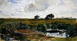 Eng nær Arundel (akvarell på papir) av Thomas Collier