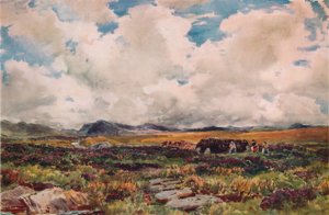 Stabling av torv, Festiniog, Nord-Wales, 1881 av Thomas Collier